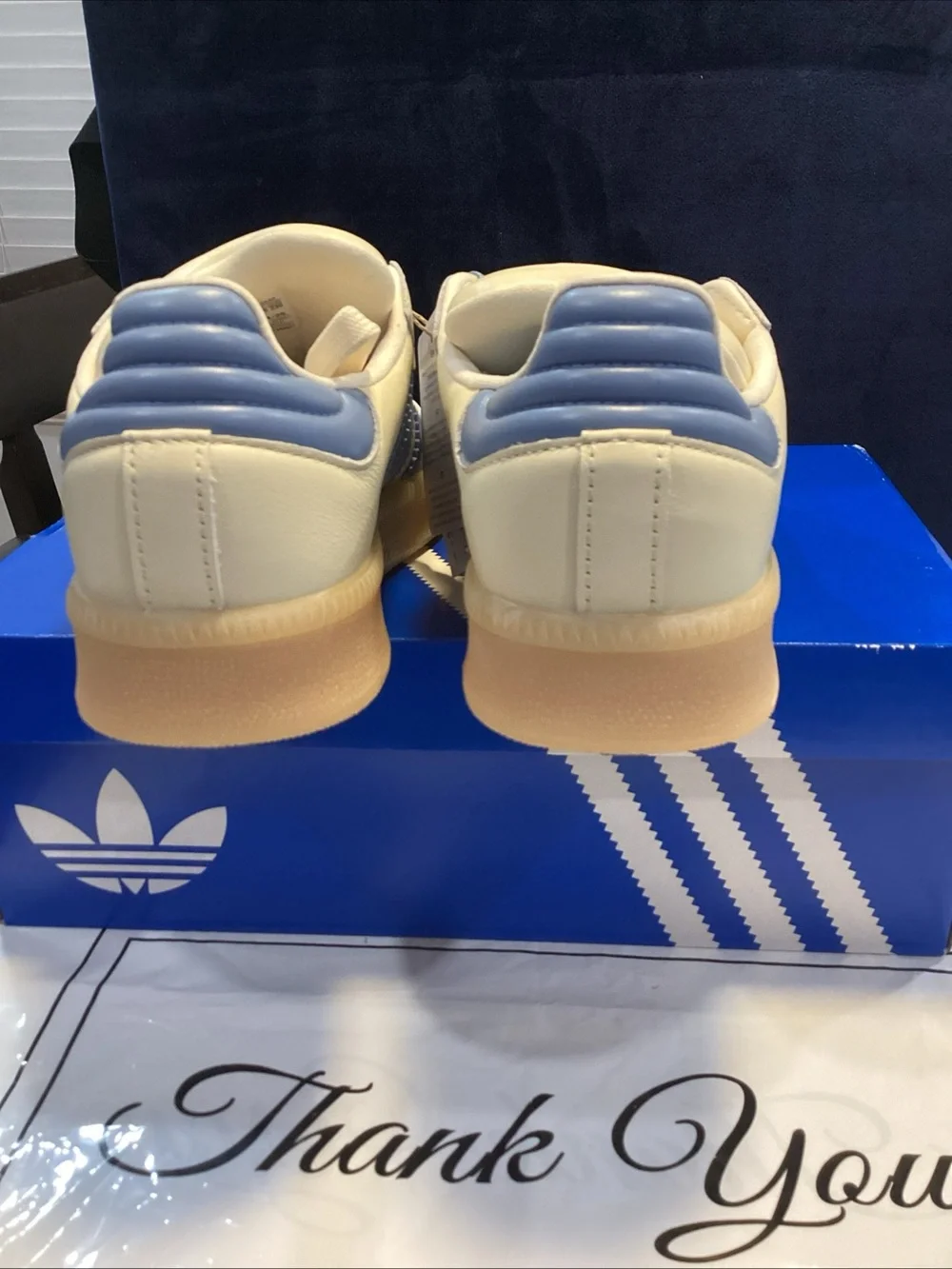 adidas Samba XLG J Off White Ash Blue Gum Sneakers 5Y / Women’s 6.5